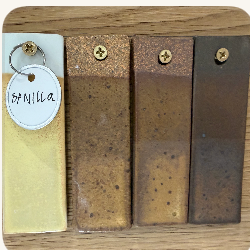 A warm cream glaze test tile